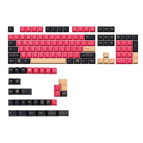 135 Keys Set Red Samurai Theme PBT Dye Subbed Keycap For Mx Cherry