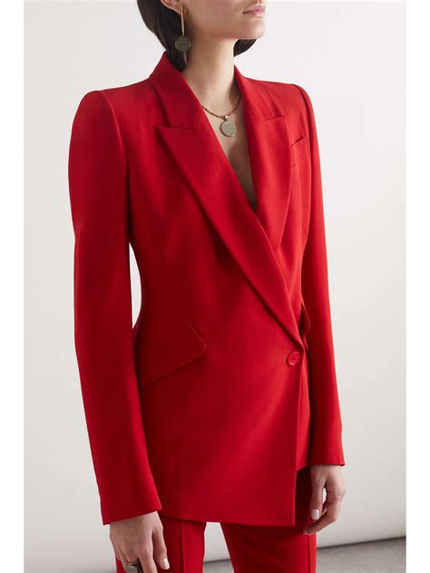 Leaf Crepe Drop Hem Jacket In WELSH RED Alexander McQueen US Atelier