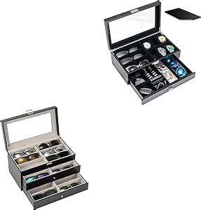 Amazon Procase Lacquered Finish Wooden Men S Jewelry Box Bundle