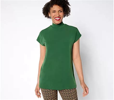 Susan Graver Modern Essentials Liquid Knit Mock Neck Tunic