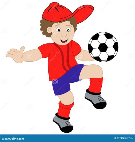 Garçon De Dessin Animé Jouant Au Football Photos stock Image 8774883