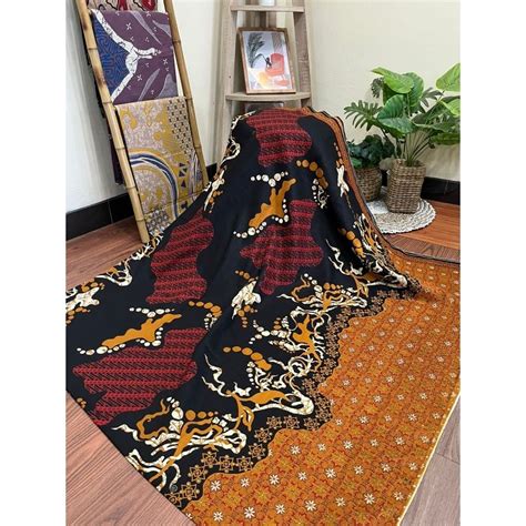 Jual Kain Batik Solo Alusan Abstrak Ukiran Oranye Shopee Indonesia