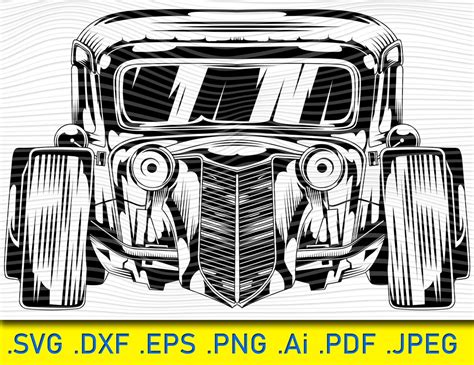 Hot Rod Svg Vintage Car Svg Muscle Car Silhouette Retro Car Svg Hot