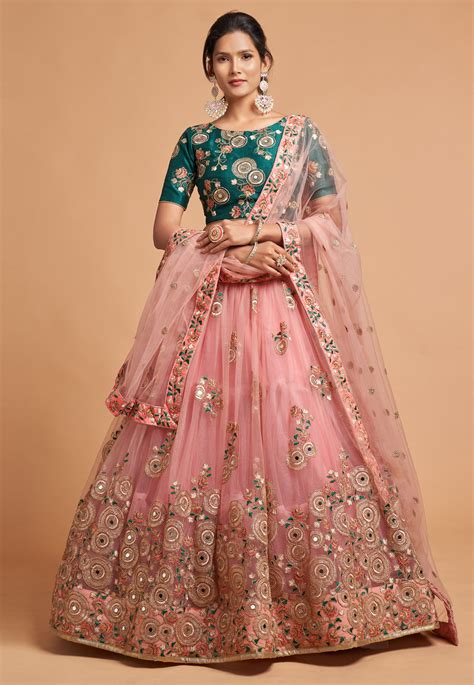 Pink Soft Net Circular Lehenga Choli