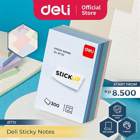 Jual Deli Memo Tempel Sticky Notes Lembar Warna Bt X Shopee