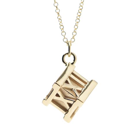 Tiffany 18k Yellow Gold Atlas Cube Pendant Necklace 586657 Fashionphile