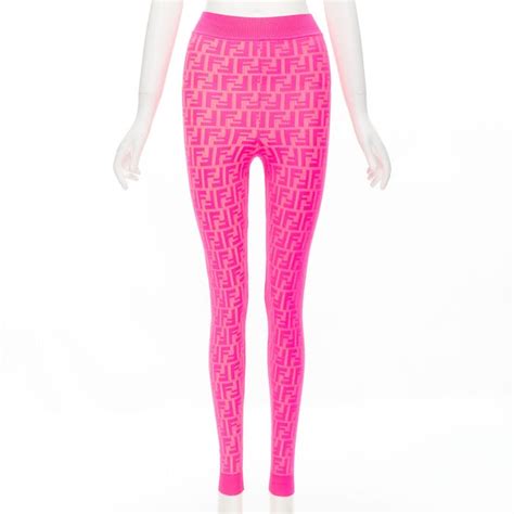 Fendi new FENDI Nicki Minaj Prints On Runway neon pink FF Zucca legging ...