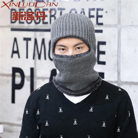 Solid Color Knitted Fashion Knit Hats Face Mask Winter Balaclava Boy