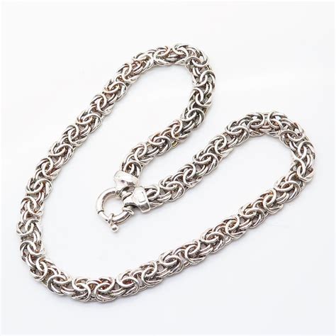 925 Sterling Silver Italy Milor Byzantine Chain Necklace Etsy