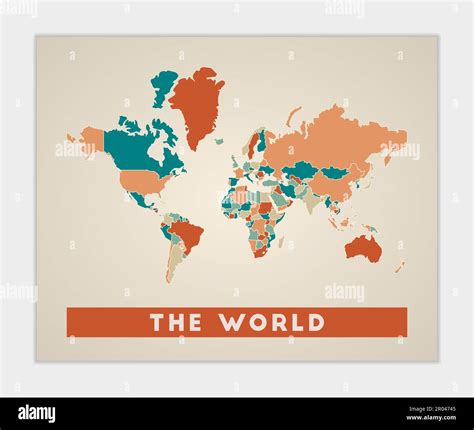 The World Poster Map Of The World With Colorful Regions Classy Vector