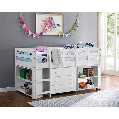 Twin Loft Bed With Desk Low Study Loft Bed Frame With Storage Cabinet