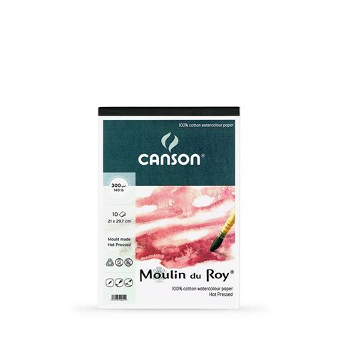 Canson Moulin Du Roy Watercolor Paper Pad A4 300gsm 10 Sheets Hp Gummed Pads