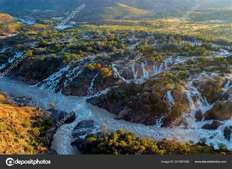 Famosas Cataratas Epupa Rio Kunene Norte Nam Bia Fronteira Sul