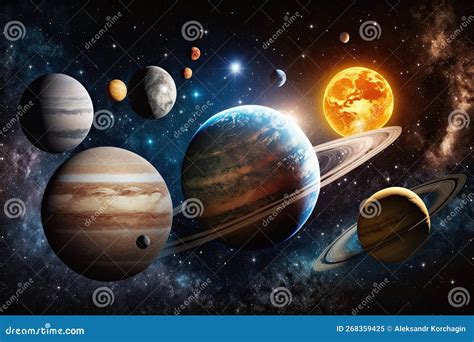 Diagram of a Fantastic Universe with Planets and Stars in Space Stock ...