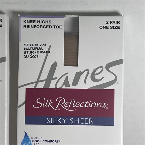 3X VTG NOS 2 Pk Hanes 775 Silk Reflections Silky Sheer Knee High