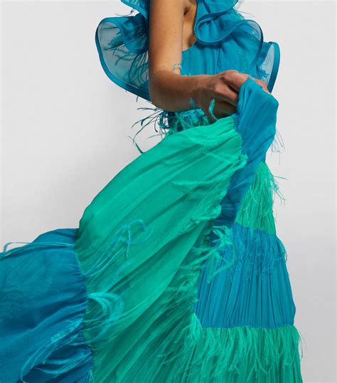 Alberta Ferretti Blue Ruffle Silk Chiffon Gown Harrods Uk