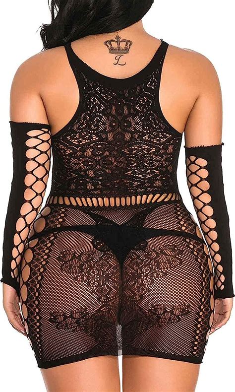 LOVELYBOBO 2 Pack Robes en Résille Robes Lingerie Résille Vêtements de