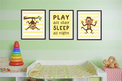 Monkey Wall Art Monkey Nursery Decor Monkey Nursery Art | Etsy