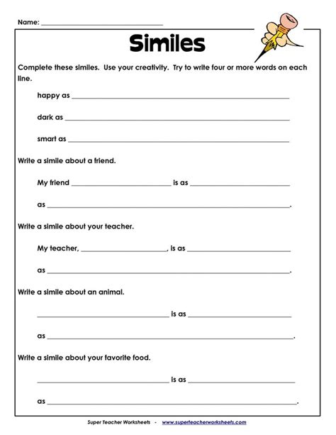 Simile Worksheets Simile And Metaphor Practice Worksheet