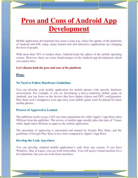 Ppt Pros And Cons Of Android App Development Powerpoint Presentation