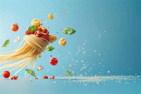 Premium Photo Spaghetti Bolognese Ingredients Floating In The Air