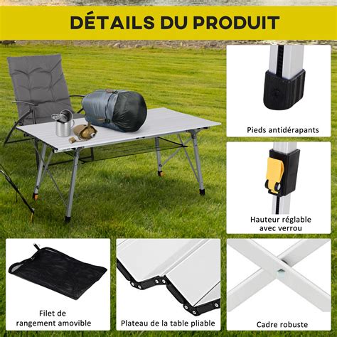 Table Pliante En Aluminium Table De Camping Table De Jardin 6 Personnes