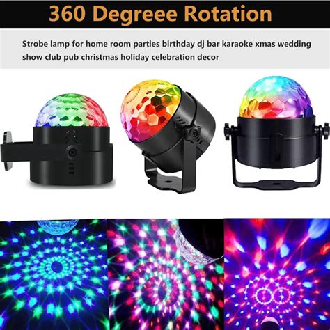 LED Stage Disco Light Rotating DJ Ball Strobe Remote Sound Control