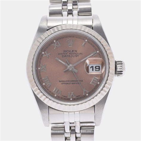 Rolex Pink 18K White Gold And Stainless Steel Datejust 69174 Automatic ...