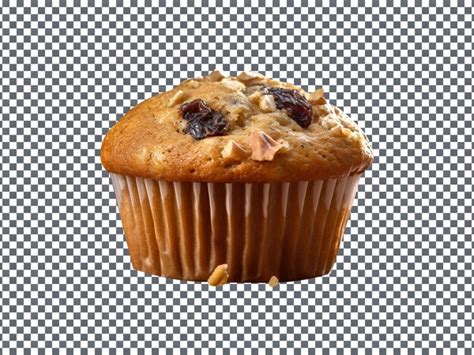 Premium Psd Freshly Baked Oatmeal And Raisin Muffin Isolated On