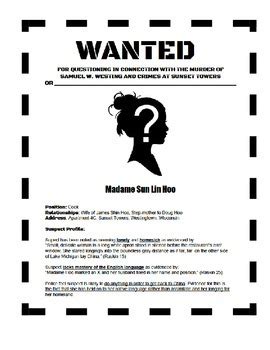 The Westing Game Wanted Poster for Characterization by Alison Nero