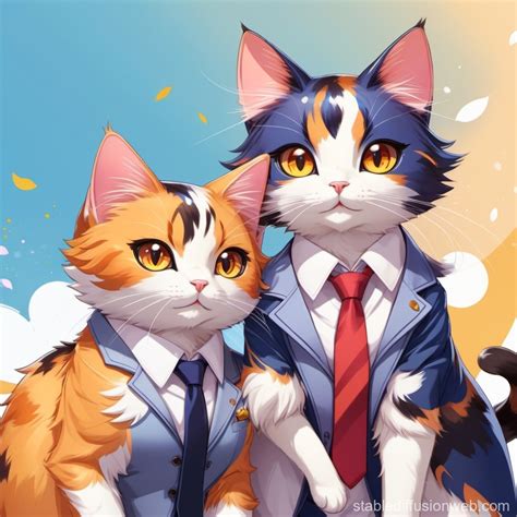 Two-Headed Calico Cat in Suit | Stable Diffusion en línea