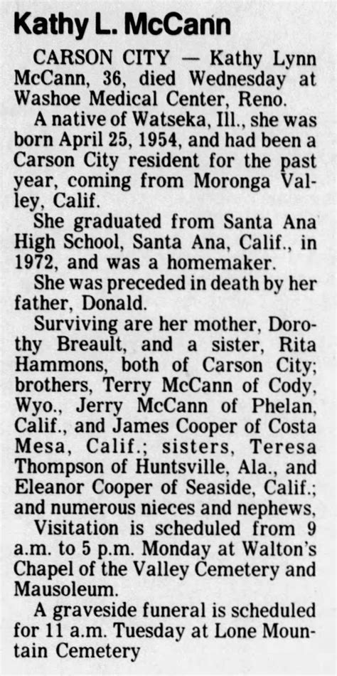 In Memory of Codi McCann: Obituary and Memorial Details 4