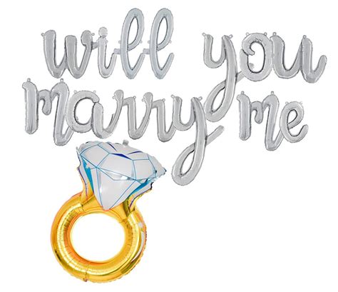 Will You Marry Me Cursive Letter Balloons Engegement Banner Script