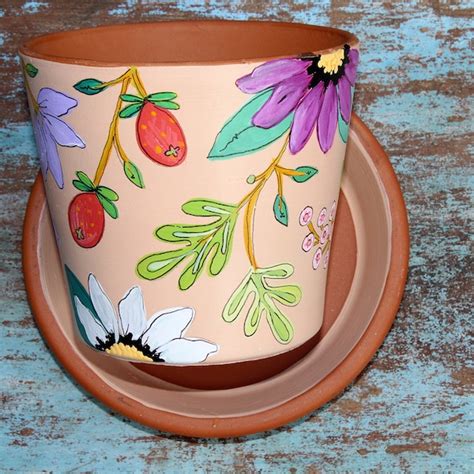 Painted Flower Pots Etsy