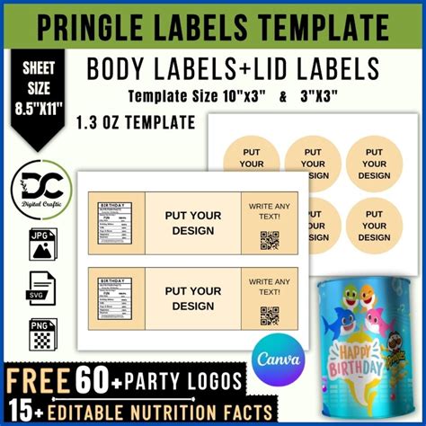 Oz Pringles Template Chip Can Label Template Editable Canva