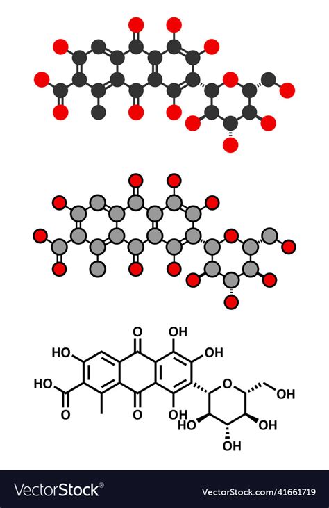 Carminic acid pigment molecule occurs naturally Vector Image