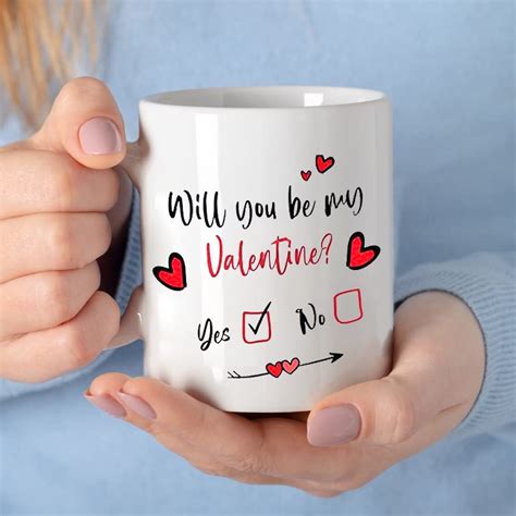 Will You Be My Valentine Mug Romantic Valentines Day Decor Mugs Funny