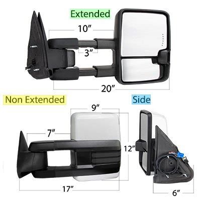 Chevy Silverado 2500 2003 2004 White Power Folding Towing Mirrors