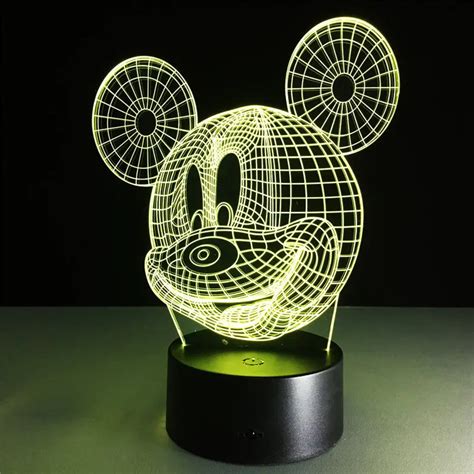 Creative 3d Table Lamp Mickey Mouse Led Night Light Colorful Atmosphere