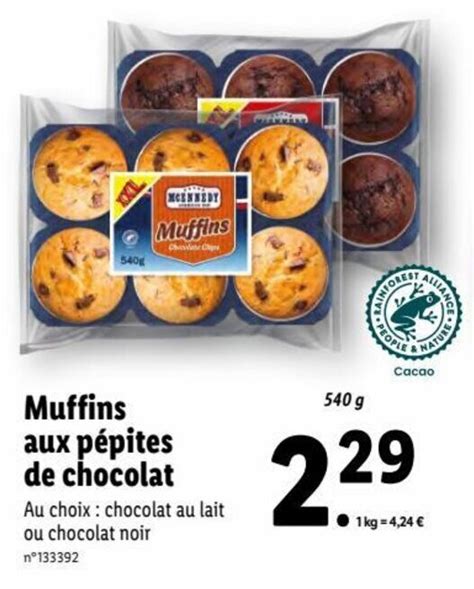 Promo Muffins Aux Pépites De Chocolat chez Lidl