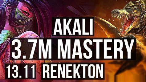 Akali Vs Renekton Top M Mastery Games Dominating