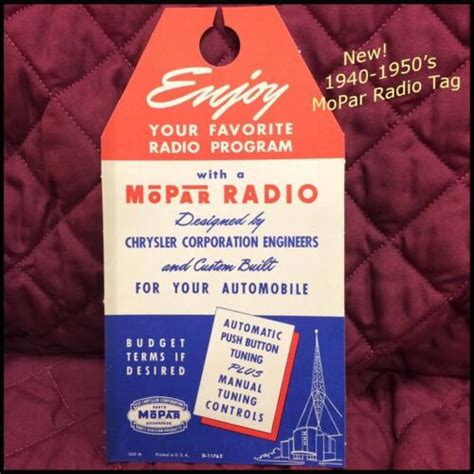 Vintage Mopar Radio Tag Dodge Plymouth Chrysler Imperial