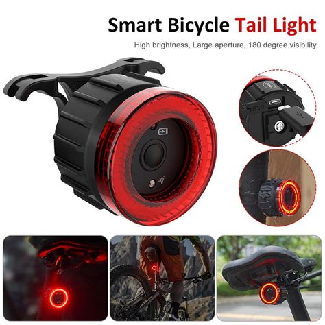 Satın alın 60LM Bicycle Smart Auto Brake Sensing Taillight COB Bike