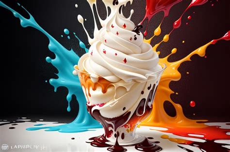 Premium AI Image | splash art splash art a fancy icecream balls with delicious whipped cream ...