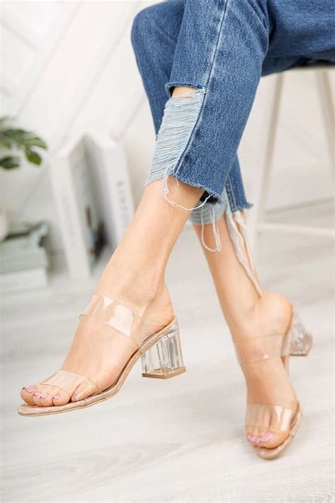 Zapatillas de tacón transparente para mujer nuevas tendencias de moda