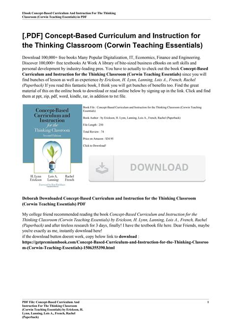 Concept Based Curriculum And Instruction For The Thinking Classroom