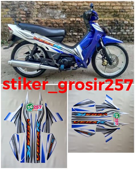 Stiker Striping And Lis Body Motor Vega R 2005 Putih Biru Striping Vega