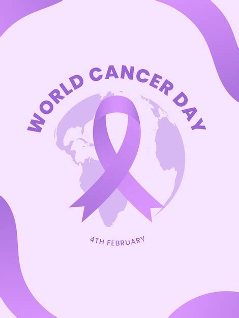 Premium Vector World Cancer Day Poster Template With Purple Ribbon