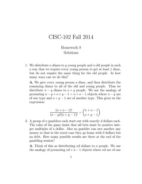 Cisc Fall Homework Solutions Cisc Fall Homework