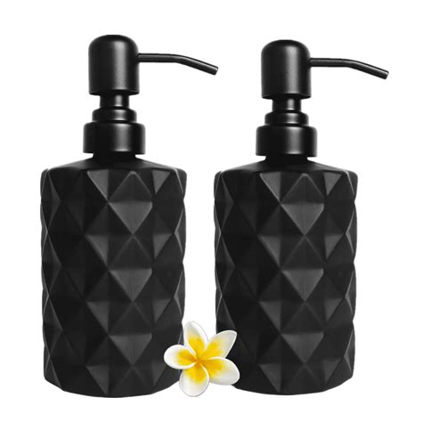 Aomota 2 Pack Glass Soap Dispenser Diamond Design 12 Ounce Kitchen